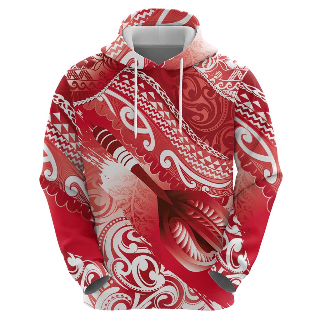 Personalised New Zealand Aotearoa Darts Masters Hoodie Maori Art Tattoo with Tribal Dart Symbol Red LT03 - Polynesian Pride