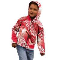 Personalised New Zealand Aotearoa Darts Masters Kid Hoodie Maori Art Tattoo with Tribal Dart Symbol Red LT03 - Polynesian Pride