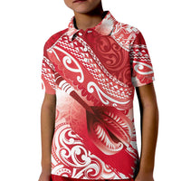 Personalised New Zealand Aotearoa Darts Masters Kid Polo Shirt Maori Art Tattoo with Tribal Dart Symbol Red LT03 Kid Red - Polynesian Pride