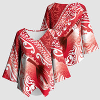 Personalised New Zealand Aotearoa Darts Masters Kimono Sleeve Blouse Maori Art Tattoo with Tribal Dart Symbol Red LT03 - Polynesian Pride