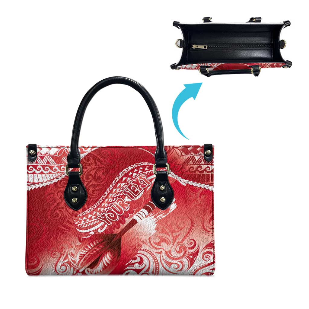Personalised New Zealand Aotearoa Darts Masters Leather Bag Maori Art Tattoo with Tribal Dart Symbol Red - Polynesian Pride