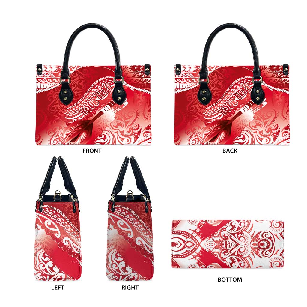 Personalised New Zealand Aotearoa Darts Masters Leather Bag Maori Art Tattoo with Tribal Dart Symbol Red - Polynesian Pride