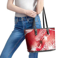 Personalised New Zealand Aotearoa Darts Masters Leather Tote Bag Maori Art Tattoo with Tribal Dart Symbol Red LT03 - Polynesian Pride