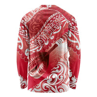Personalised New Zealand Aotearoa Darts Masters Long Sleeve Shirt Maori Art Tattoo with Tribal Dart Symbol Red LT03 - Polynesian Pride