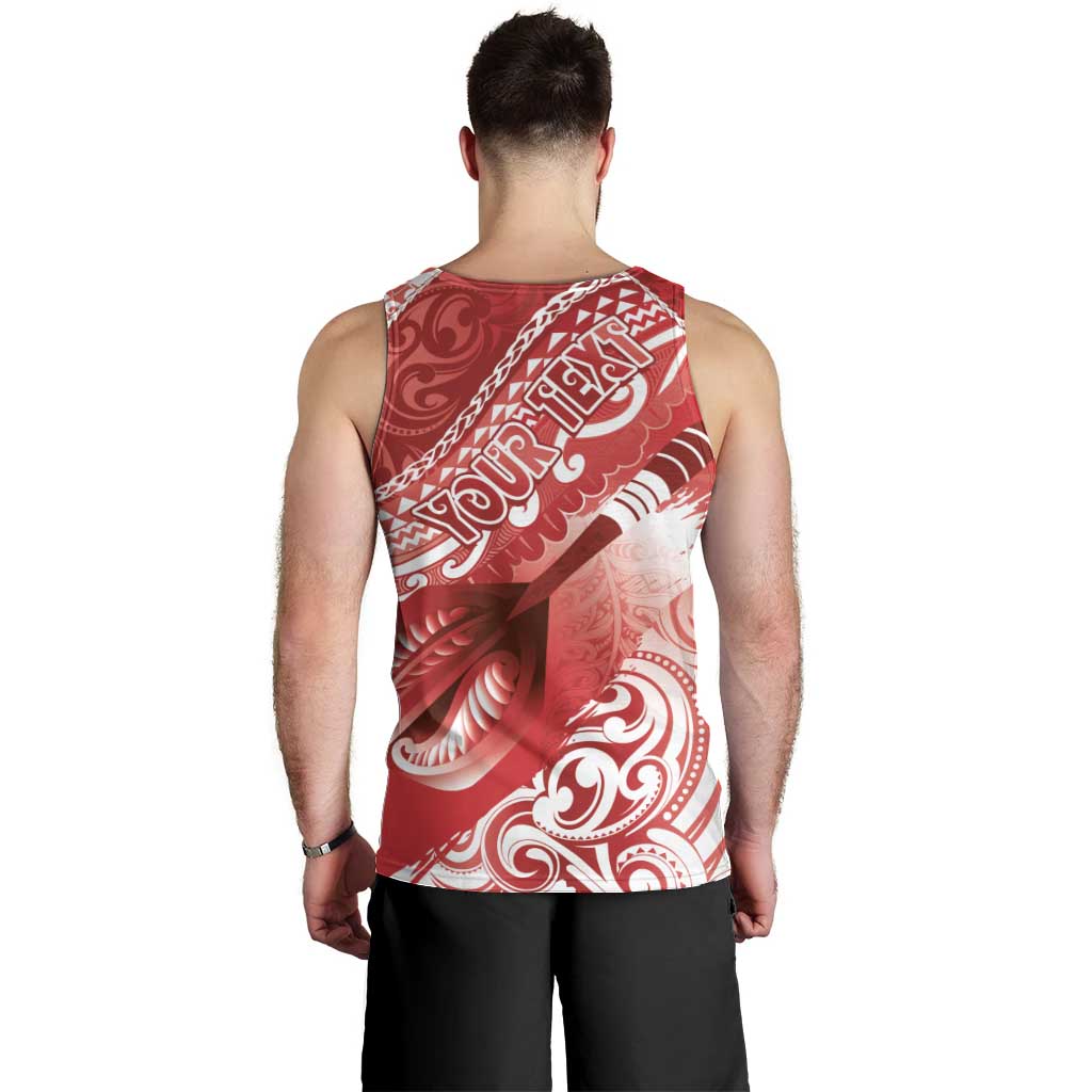 Personalised New Zealand Aotearoa Darts Masters Men Tank Top Maori Art Tattoo with Tribal Dart Symbol Red LT03 - Polynesian Pride