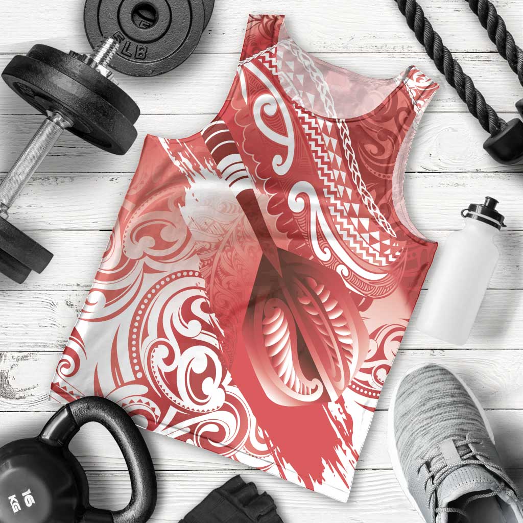 Personalised New Zealand Aotearoa Darts Masters Men Tank Top Maori Art Tattoo with Tribal Dart Symbol Red LT03 - Polynesian Pride