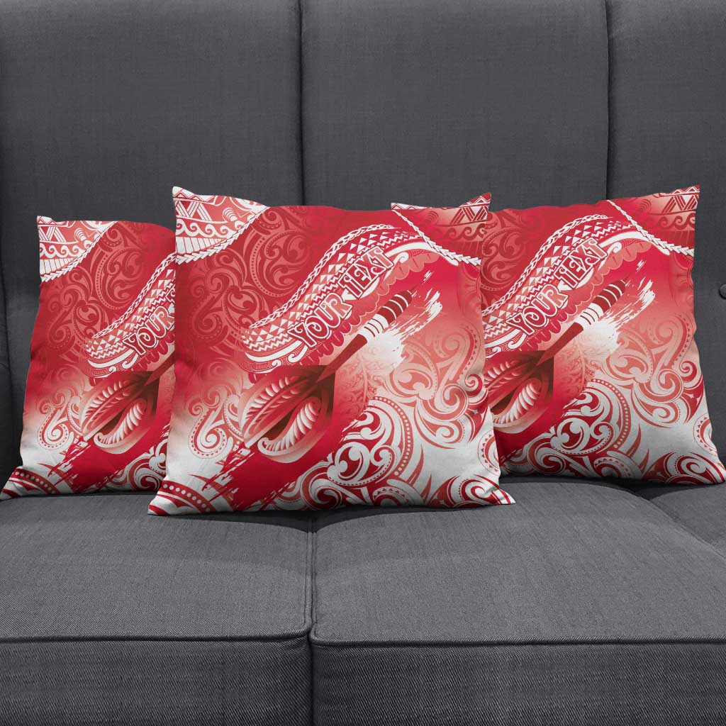 Personalised New Zealand Aotearoa Darts Masters Pillow Cover Maori Art Tattoo with Tribal Dart Symbol Red LT03 - Polynesian Pride