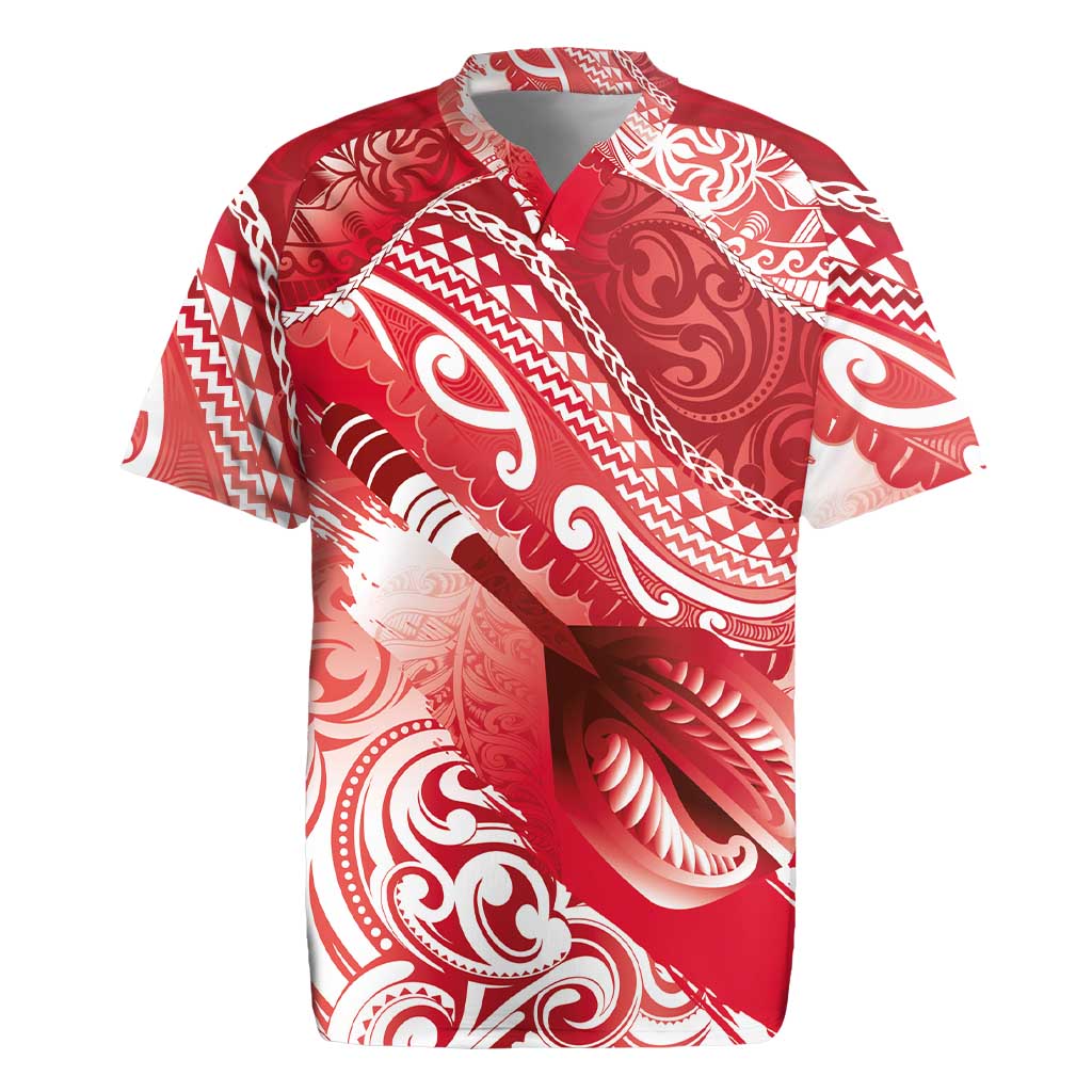 Personalised New Zealand Aotearoa Darts Masters Rugby Jersey Maori Art Tattoo with Tribal Dart Symbol Red LT03 Red - Polynesian Pride