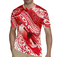 Personalised New Zealand Aotearoa Darts Masters Rugby Jersey Maori Art Tattoo with Tribal Dart Symbol Red LT03 - Polynesian Pride