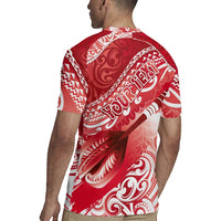 Personalised New Zealand Aotearoa Darts Masters Rugby Jersey Maori Art Tattoo with Tribal Dart Symbol Red LT03 - Polynesian Pride