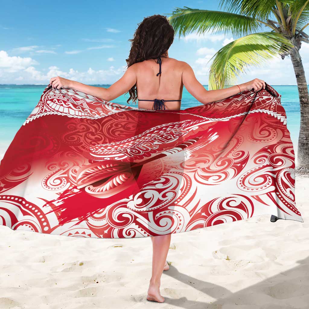 Personalised New Zealand Aotearoa Darts Masters Sarong Maori Art Tattoo with Tribal Dart Symbol Red - Polynesian Pride