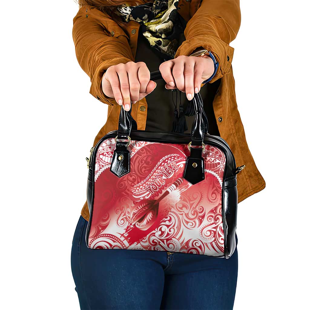 Personalised New Zealand Aotearoa Darts Masters Shoulder Handbag Maori Art Tattoo with Tribal Dart Symbol Red - Polynesian Pride