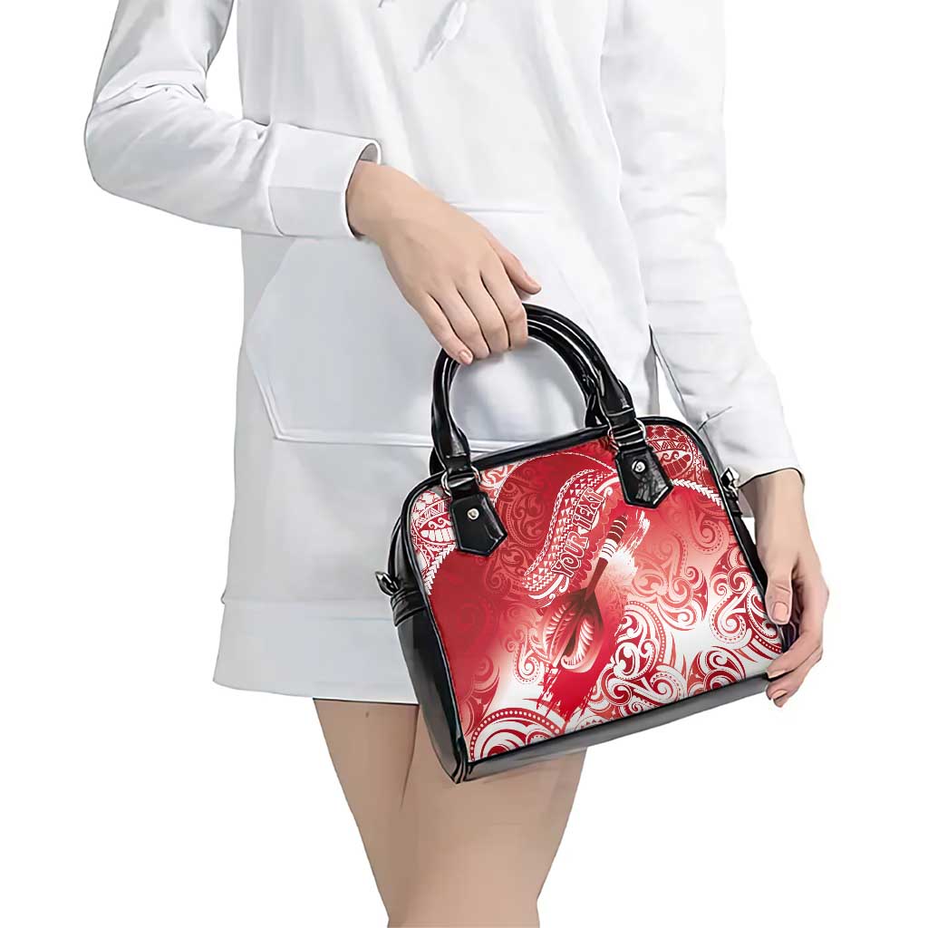 Personalised New Zealand Aotearoa Darts Masters Shoulder Handbag Maori Art Tattoo with Tribal Dart Symbol Red - Polynesian Pride
