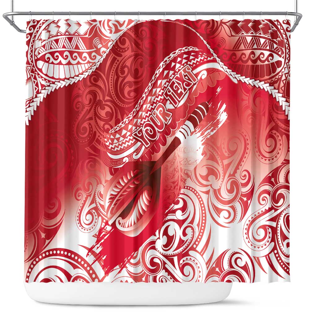Personalised New Zealand Aotearoa Darts Masters Shower Curtain Maori Art Tattoo with Tribal Dart Symbol Red LT03 Red - Polynesian Pride