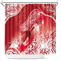 Personalised New Zealand Aotearoa Darts Masters Shower Curtain Maori Art Tattoo with Tribal Dart Symbol Red LT03 Red - Polynesian Pride