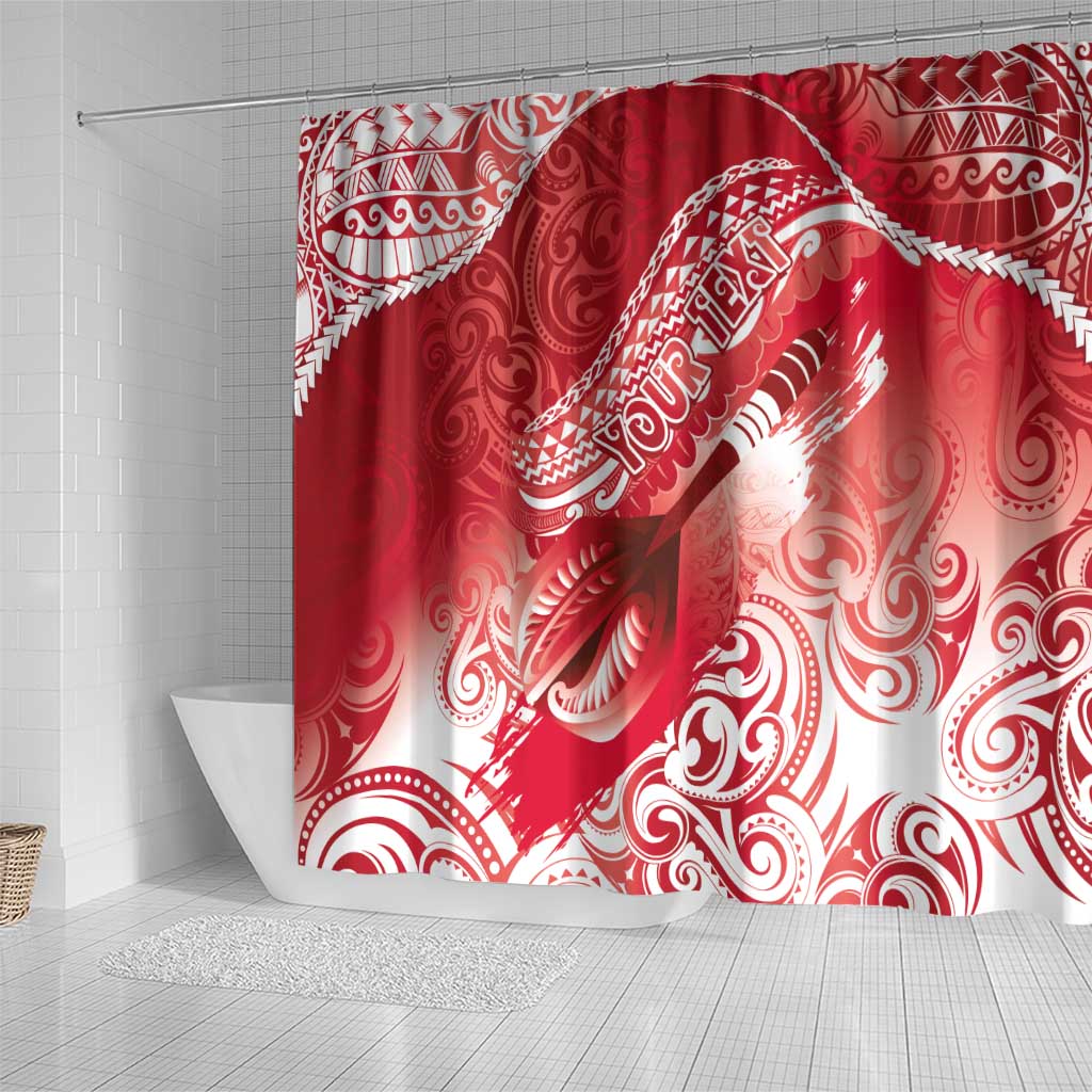Personalised New Zealand Aotearoa Darts Masters Shower Curtain Maori Art Tattoo with Tribal Dart Symbol Red LT03 - Polynesian Pride