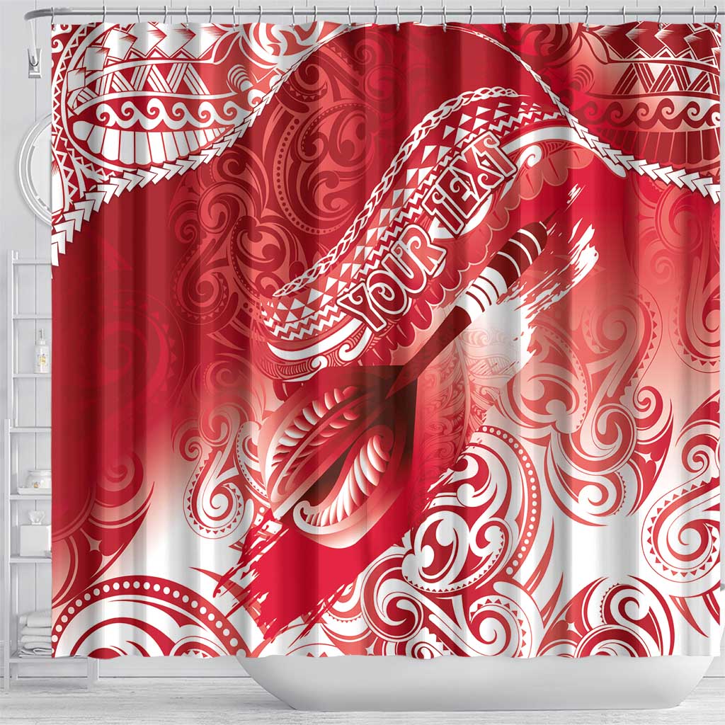 Personalised New Zealand Aotearoa Darts Masters Shower Curtain Maori Art Tattoo with Tribal Dart Symbol Red LT03 - Polynesian Pride