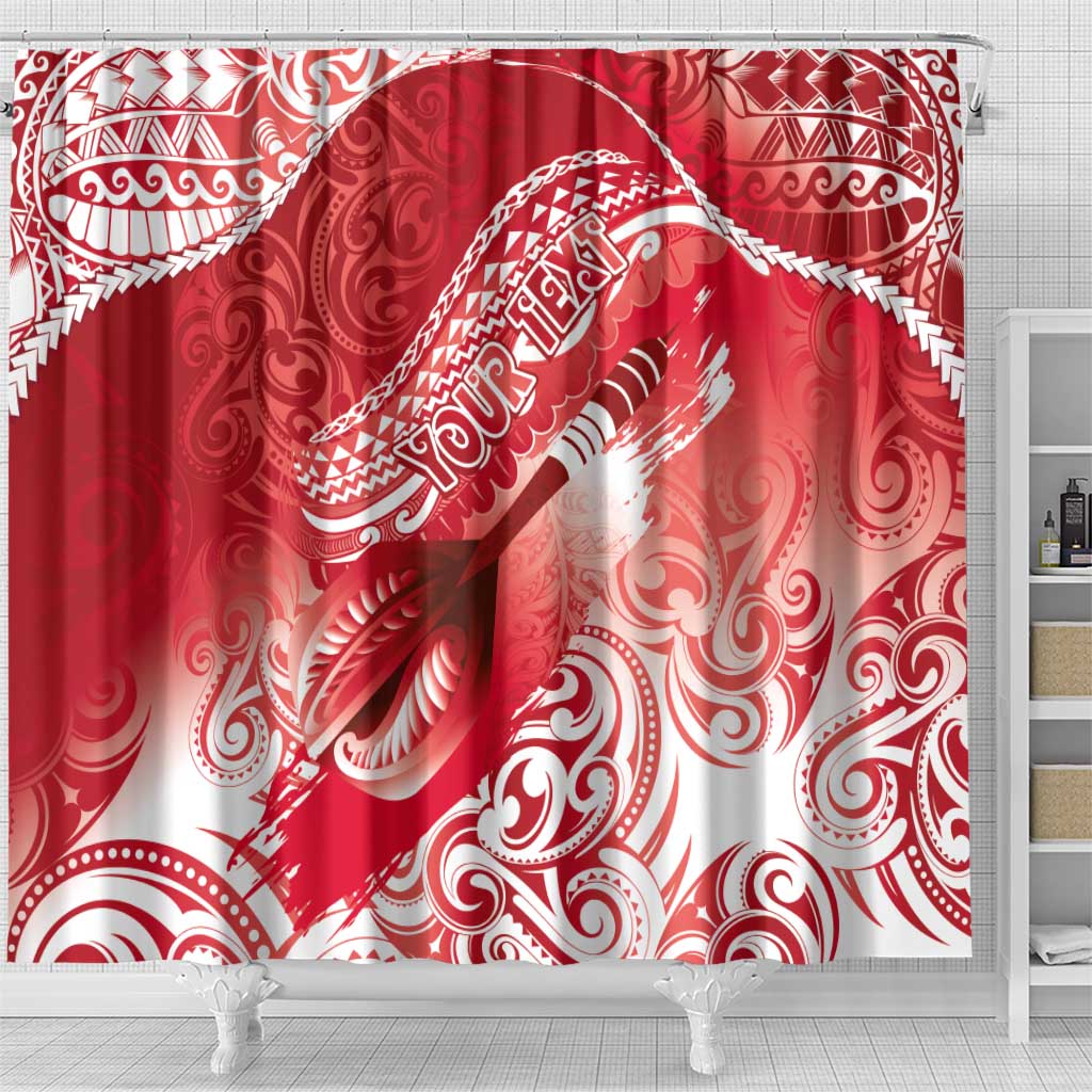 Personalised New Zealand Aotearoa Darts Masters Shower Curtain Maori Art Tattoo with Tribal Dart Symbol Red LT03 - Polynesian Pride