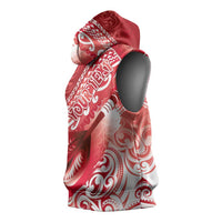 Personalised New Zealand Aotearoa Darts Masters Sleeveless Hoodie Maori Art Tattoo with Tribal Dart Symbol Red LT03 - Polynesian Pride