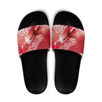 Personalised New Zealand Aotearoa Darts Masters Slide Sandals Maori Art Tattoo with Tribal Dart Symbol Red LT03 Red - Polynesian Pride