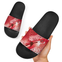 Personalised New Zealand Aotearoa Darts Masters Slide Sandals Maori Art Tattoo with Tribal Dart Symbol Red LT03 - Polynesian Pride