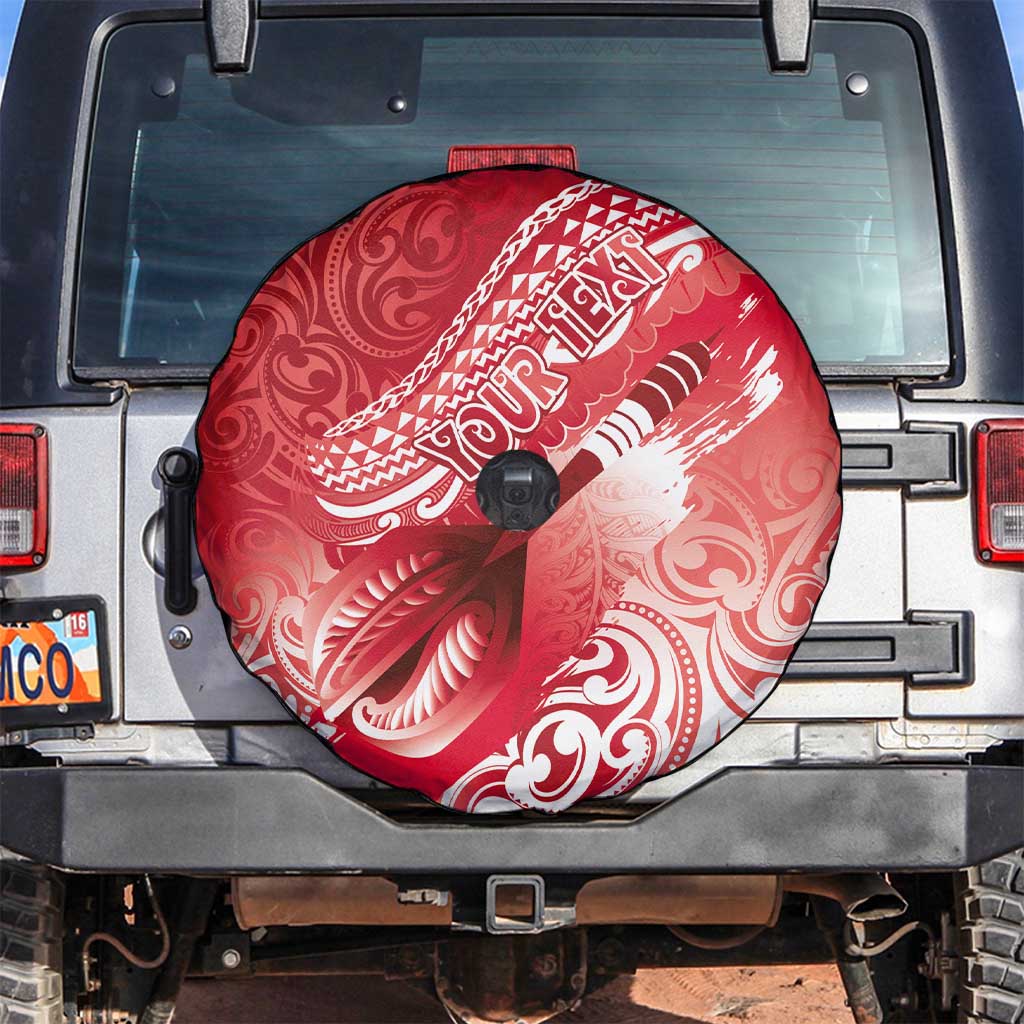 Personalised New Zealand Aotearoa Darts Masters Spare Tire Cover Maori Art Tattoo with Tribal Dart Symbol Red LT03 Red - Polynesian Pride