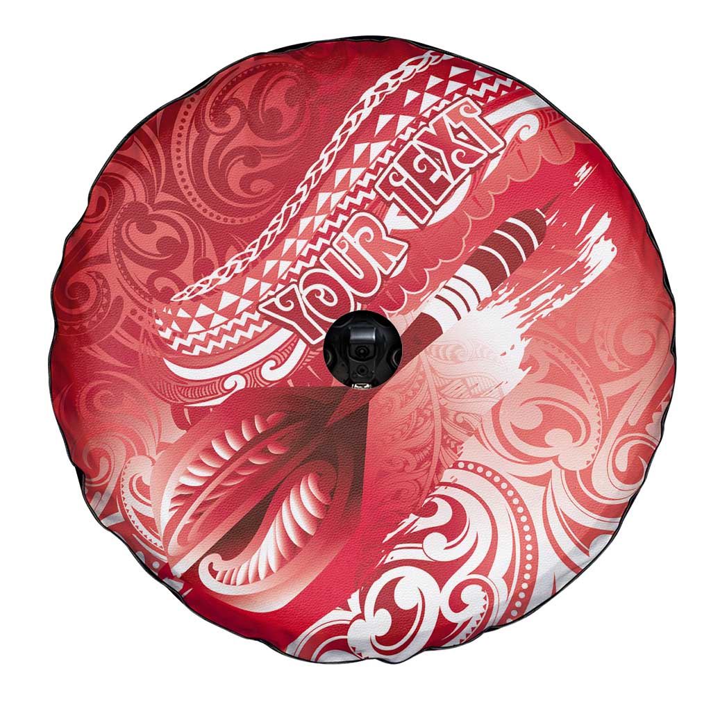 Personalised New Zealand Aotearoa Darts Masters Spare Tire Cover Maori Art Tattoo with Tribal Dart Symbol Red LT03 - Polynesian Pride