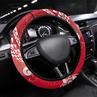 New Zealand Aotearoa Darts Masters Steering Wheel Cover Maori Art Tattoo with Tribal Dart Symbol Red LT03 Universal Fit Red - Polynesian Pride