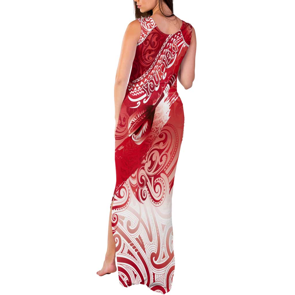 Personalised New Zealand Aotearoa Darts Masters Tank Maxi Dress Maori Art Tattoo with Tribal Dart Symbol Red LT03 - Polynesian Pride