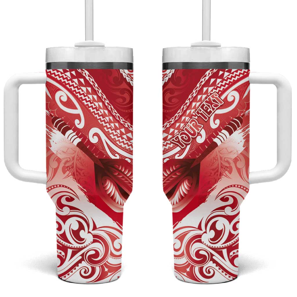 Personalised New Zealand Aotearoa Darts Masters Tumbler With Handle Maori Art Tattoo with Tribal Dart Symbol Red LT03 One Size: 40 oz Red - Polynesian Pride