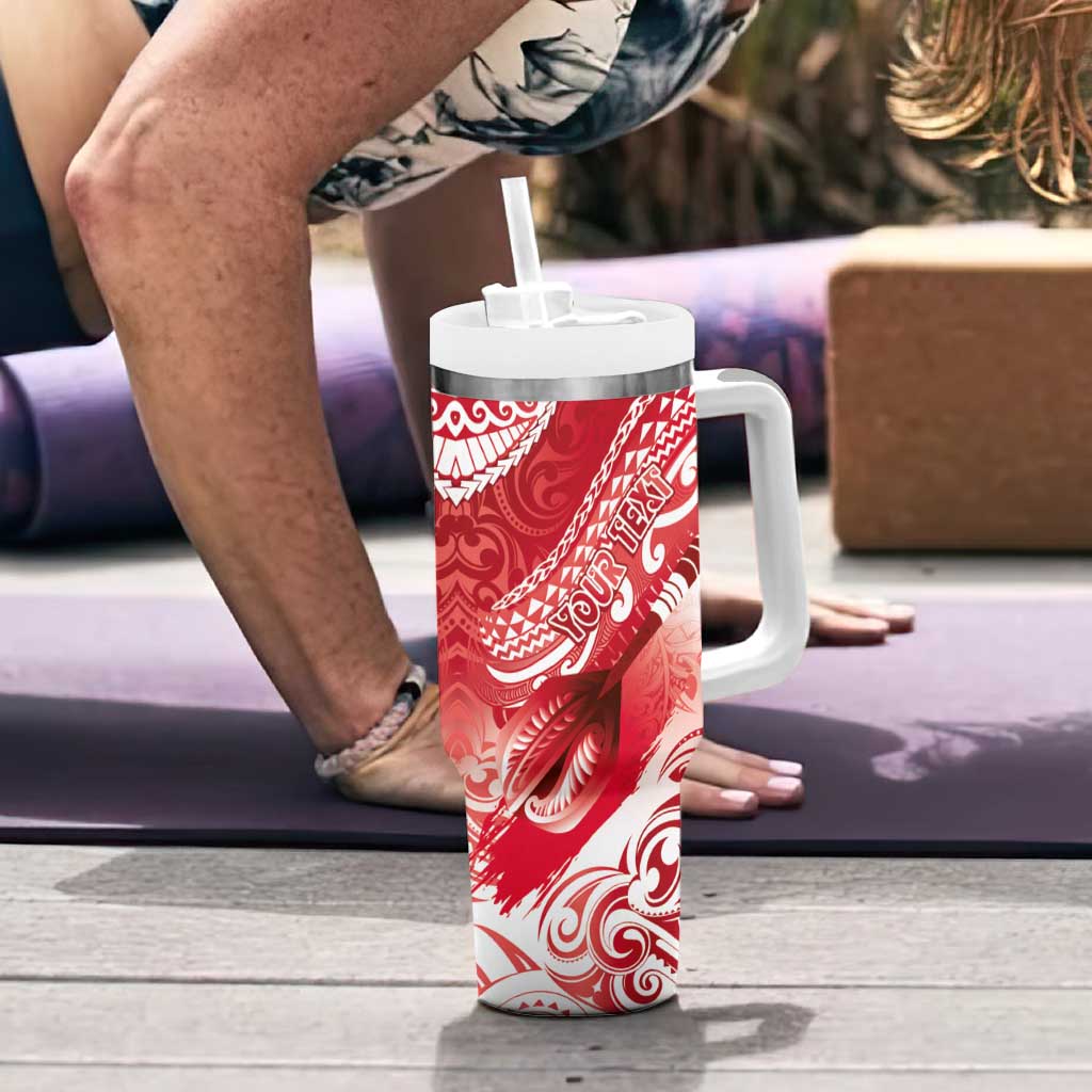 Personalised New Zealand Aotearoa Darts Masters Tumbler With Handle Maori Art Tattoo with Tribal Dart Symbol Red LT03 - Polynesian Pride