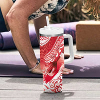 Personalised New Zealand Aotearoa Darts Masters Tumbler With Handle Maori Art Tattoo with Tribal Dart Symbol Red LT03 - Polynesian Pride