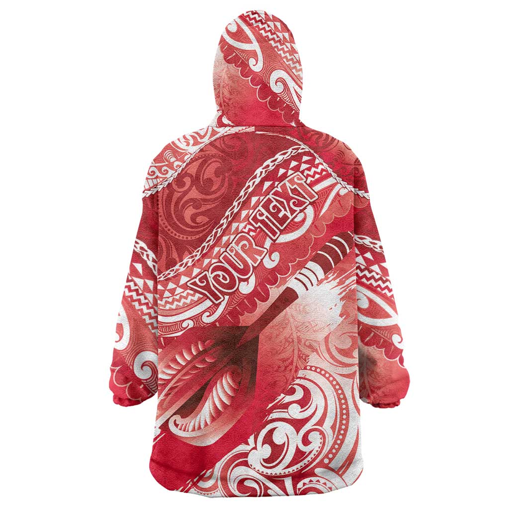 Personalised New Zealand Aotearoa Darts Masters Wearable Blanket Hoodie Maori Art Tattoo with Tribal Dart Symbol Red LT03 - Polynesian Pride