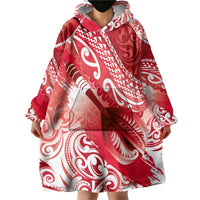 Personalised New Zealand Aotearoa Darts Masters Wearable Blanket Hoodie Maori Art Tattoo with Tribal Dart Symbol Red LT03 - Polynesian Pride