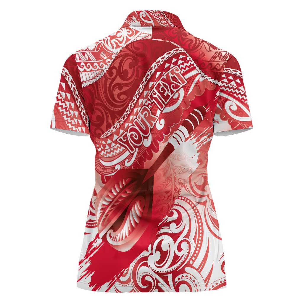 Personalised New Zealand Aotearoa Darts Masters Women Polo Shirt Maori Art Tattoo with Tribal Dart Symbol Red LT03 - Polynesian Pride