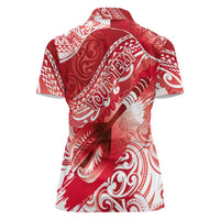 Personalised New Zealand Aotearoa Darts Masters Women Polo Shirt Maori Art Tattoo with Tribal Dart Symbol Red LT03 - Polynesian Pride