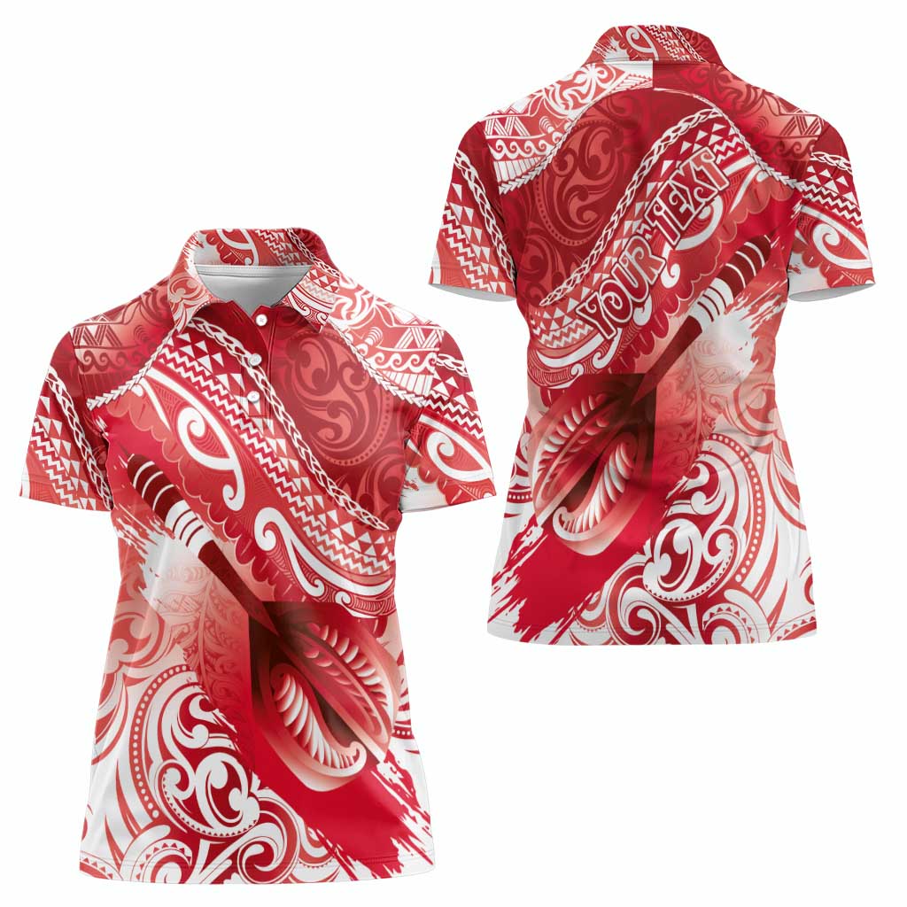 Personalised New Zealand Aotearoa Darts Masters Women Polo Shirt Maori Art Tattoo with Tribal Dart Symbol Red LT03 - Polynesian Pride