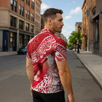 Personalised New Zealand Aotearoa Darts Masters Zipper Polo Shirt Maori Art Tattoo with Tribal Dart Symbol Red LT03 - Polynesian Pride
