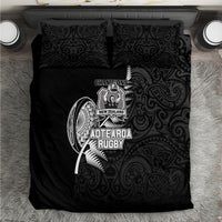 New Zealand World Cup 2023 Bedding Set Aotearoa Champion Rugby with Silver Fern Maori Ethnic Pattern LT03 Black - Polynesian Pride