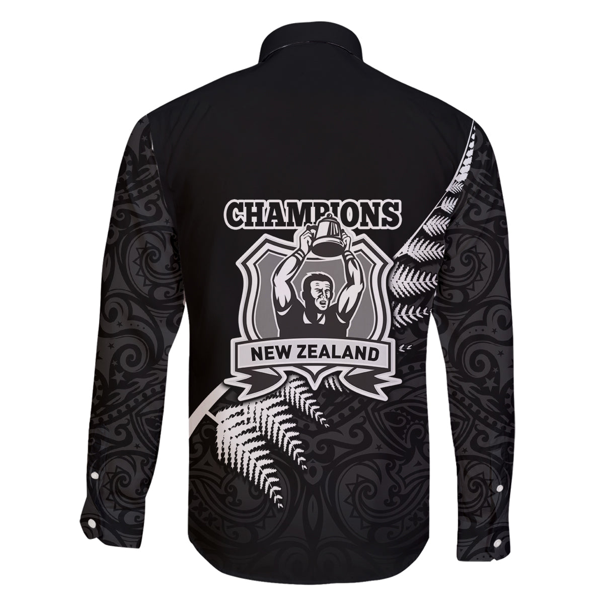 New Zealand World Cup 2023 Family Matching Off Shoulder Maxi Dress and Hawaiian Shirt Aotearoa Champion Rugby with Silver Fern Maori Ethnic Pattern LT03 - Polynesian Pride