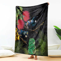 New Zealand Tui Blanket Guardians of the Hei Tiki - Maori Art and Plants LT03 - Polynesian Pride