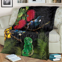 New Zealand Tui Blanket Guardians of the Hei Tiki - Maori Art and Plants LT03 - Polynesian Pride
