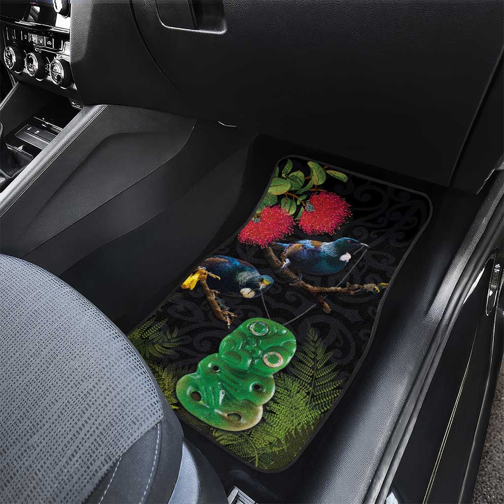 New Zealand Tui Car Mats Guardians of the Hei Tiki - Maori Art and Plants LT03 - Polynesian Pride