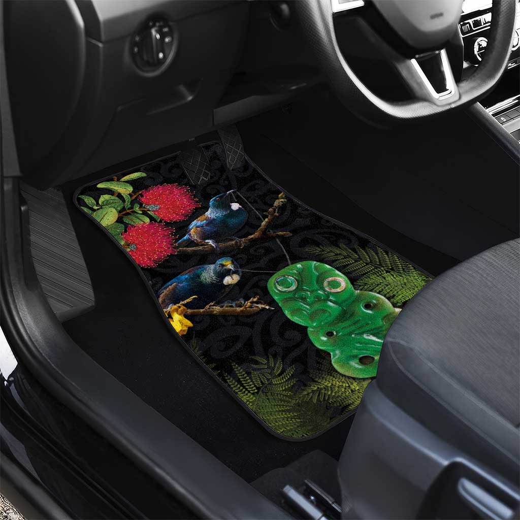 New Zealand Tui Car Mats Guardians of the Hei Tiki - Maori Art and Plants LT03 - Polynesian Pride