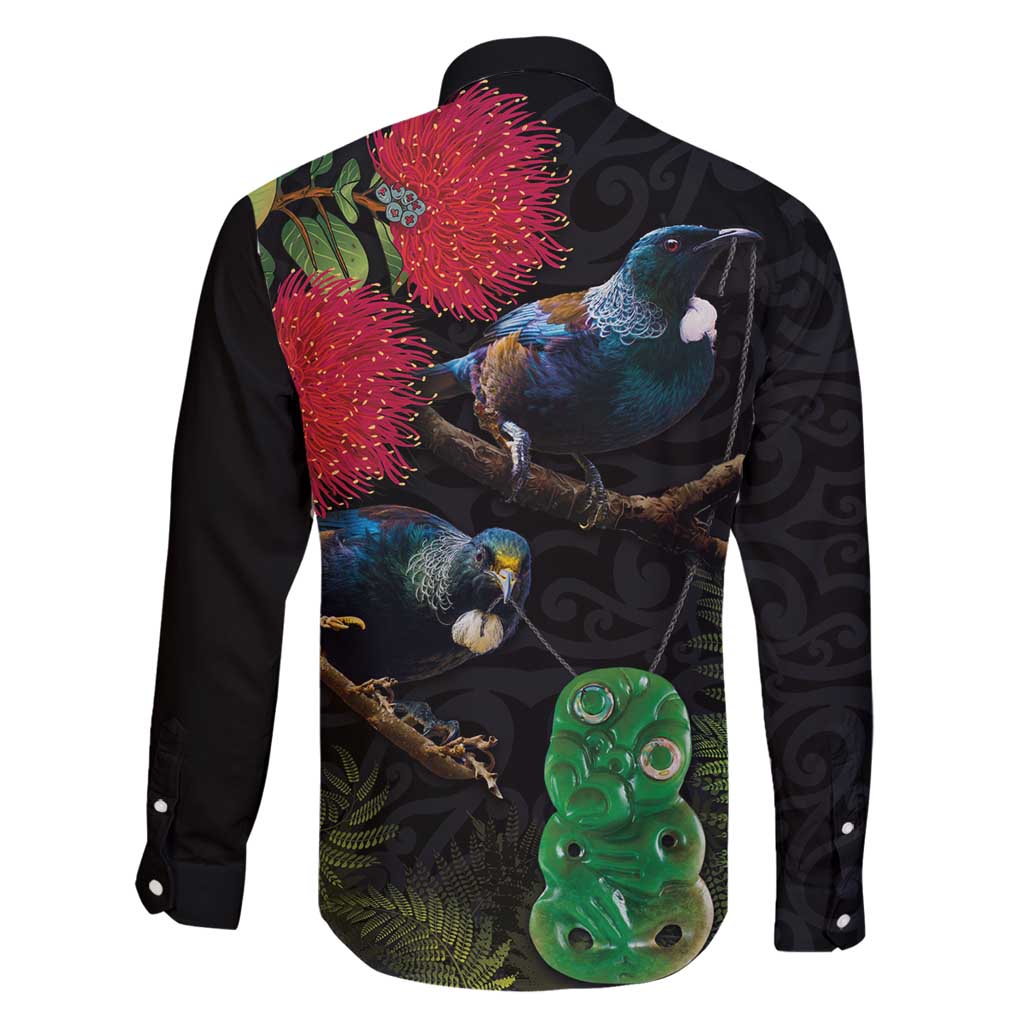 New Zealand Tui Family Matching Off Shoulder Maxi Dress and Hawaiian Shirt Guardians of the Hei Tiki - Maori Art and Plants LT03 - Polynesian Pride