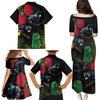 New Zealand Tui Family Matching Puletasi and Hawaiian Shirt Guardians of the Hei Tiki - Maori Art and Plants LT03 - Polynesian Pride