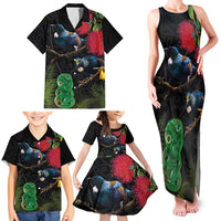 New Zealand Tui Family Matching Tank Maxi Dress and Hawaiian Shirt Guardians of the Hei Tiki - Maori Art and Plants LT03 - Polynesian Pride