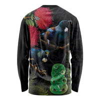 New Zealand Tui Long Sleeve Shirt Guardians of the Hei Tiki - Maori Art and Plants LT03 - Polynesian Pride
