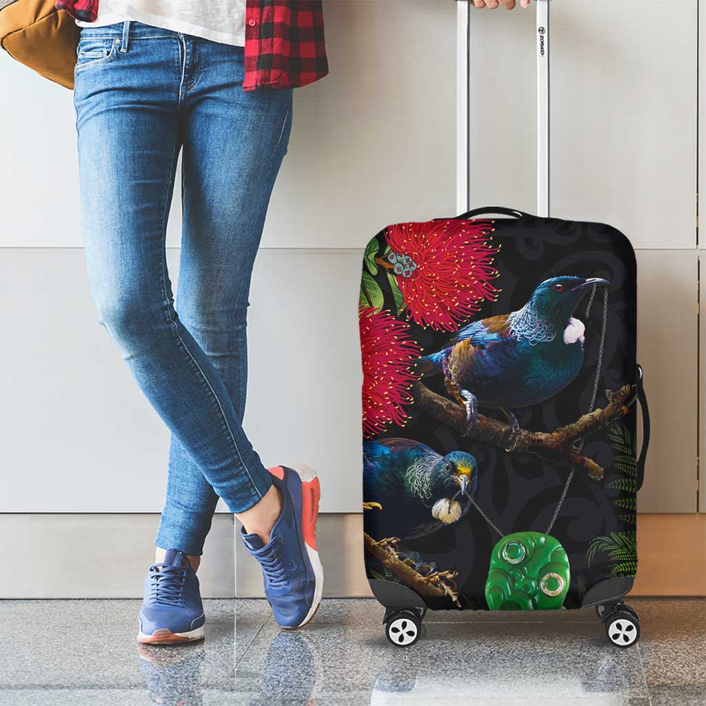 New Zealand Tui Luggage Cover Guardians of the Hei Tiki - Maori Art and Plants LT03 - Polynesian Pride