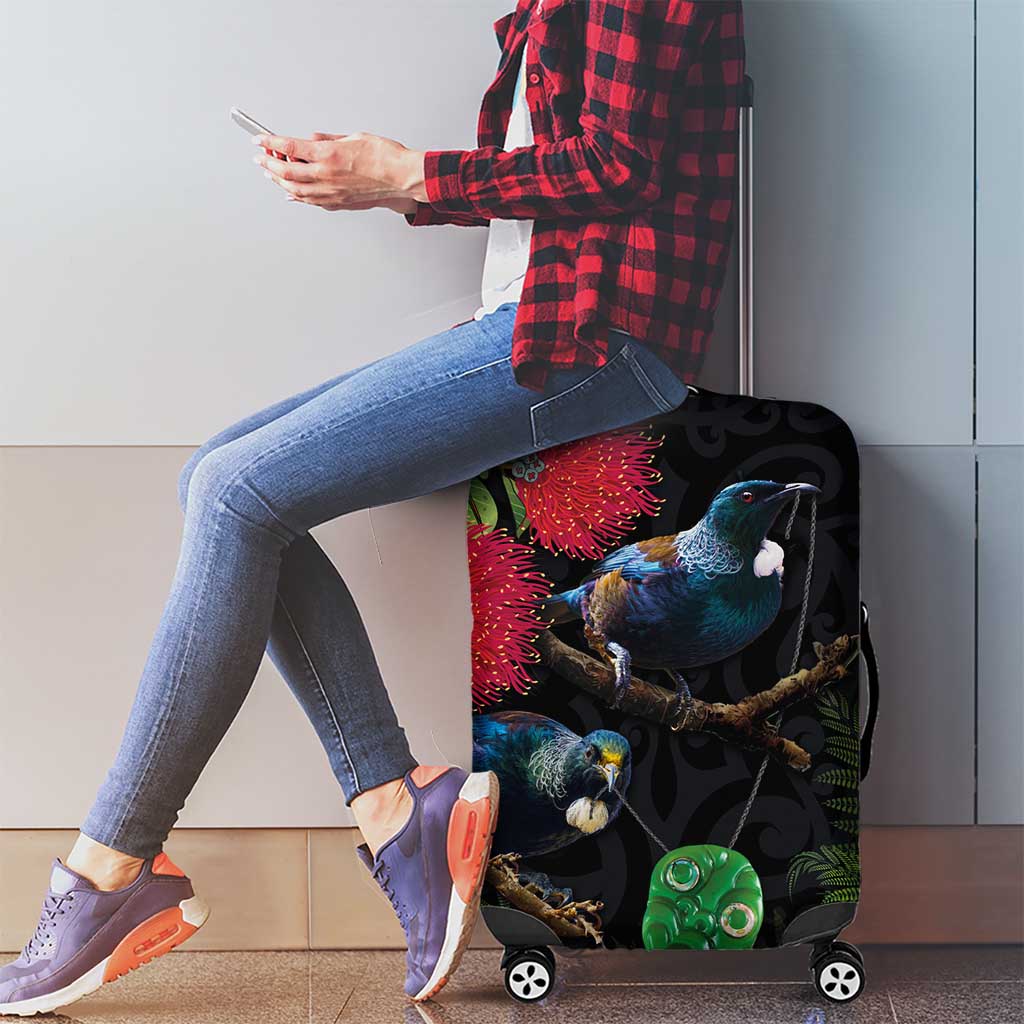 New Zealand Tui Luggage Cover Guardians of the Hei Tiki - Maori Art and Plants LT03 - Polynesian Pride